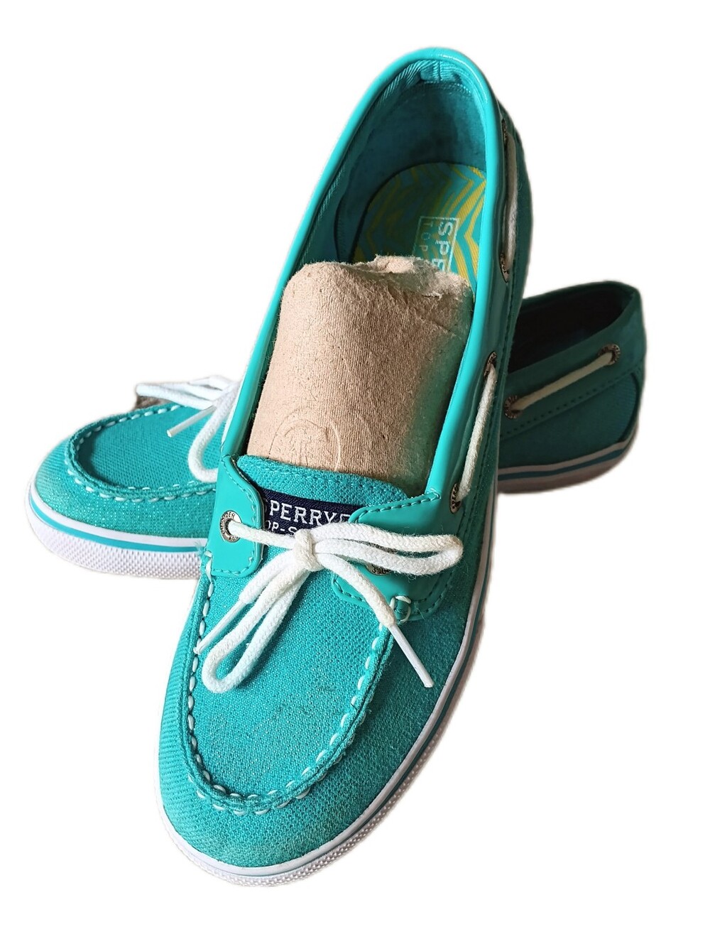 🩵 Sperry Biscayne Sparkle Glitter Boat Shoes Womens 5 Blue Teal Nautical